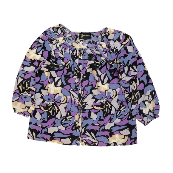 Yumi Kim Floral Blouse Purple/Blue/Cream/Black XS Excellent Used Condition! - Picture 1 of 4